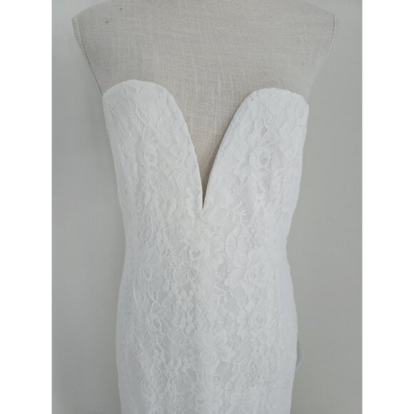 Lulus Wedding Bridal Gorgeous Love White Lace Strapless Mermaid Maxi Dress XL - Picture 4 of 9